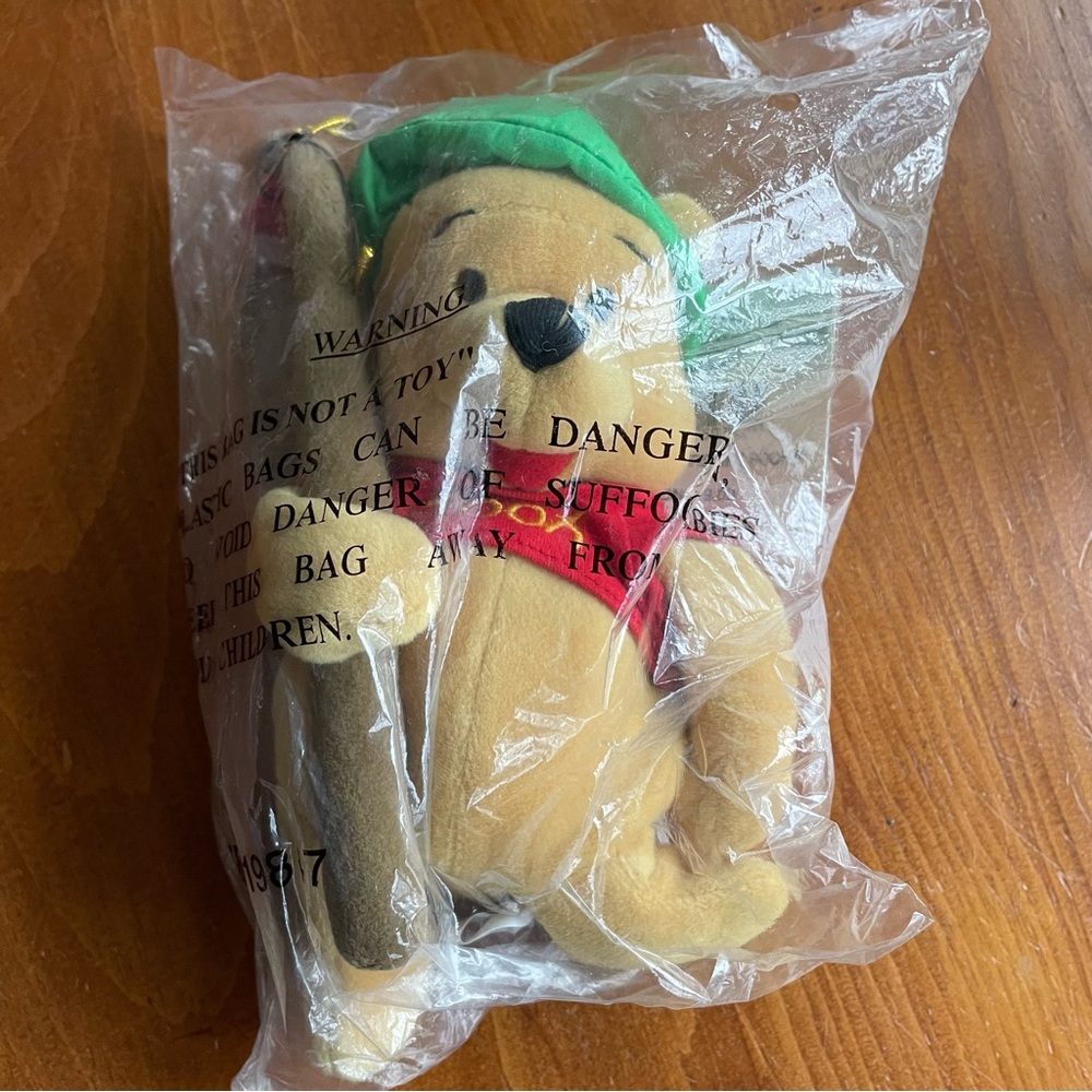 Vintage Pooh Fisherman  8" Stuffed Plush in Original Bag